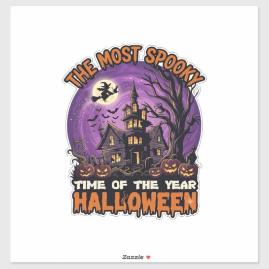 Sticker Maison hantée de Halloween la plus effrayante Sorc (Feuille)