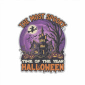 Sticker Maison hantée de Halloween la plus effrayante Sorc (Devant)