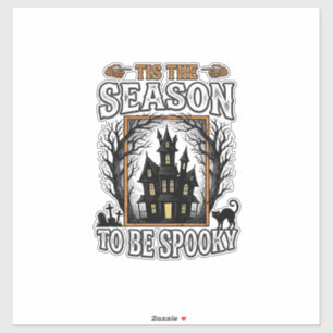 Sticker Maison hantée de saison effrayante vintage Hallowe
