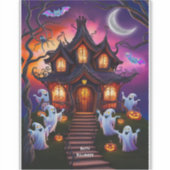 Sticker Maison Hantée éffrayante Halloween Scène de nuit (Devant)