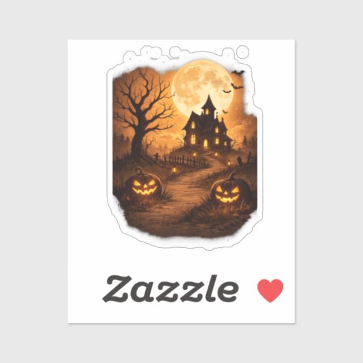 Sticker Maison Hantée Halloween Épouvante (Feuille)