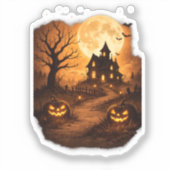 Sticker Maison Hantée Halloween Épouvante (Recto)