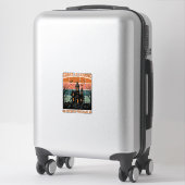 Sticker Maison Hantée Vintage Ghost Arrive Halloween Dé (Sur valise)