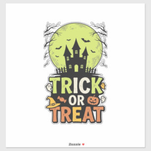 Sticker Maison Hantée Vintage Trick or Treat Halloween Déc