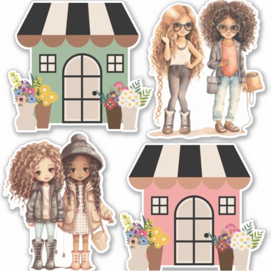 Sticker Maisons de filles amis (Devant)