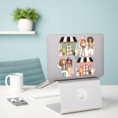 Sticker Maisons de filles amis (Ordinateur portable sur le bureau)