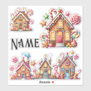 Sticker Maisons de pain d'épice de Noël personnalisées