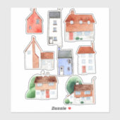 Sticker Maisons et chalets aquarelles (Feuille)