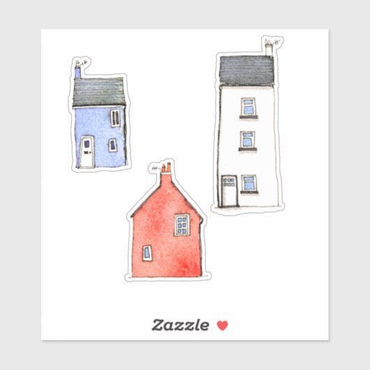 Sticker Maisons Watercolor (Feuille)