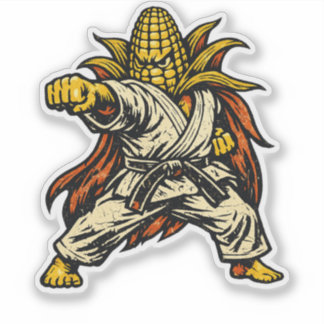 Sticker Maître de Karaté au Maïs — Vintage Retro Shotokan