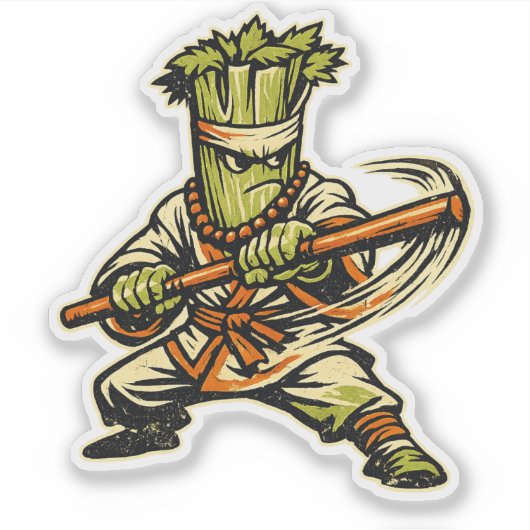 Sticker Maître du Bâton de Céleri — Arme de Combat Rétro V (Devant)