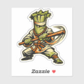 Sticker Maître du Bâton de Céleri — Arme de Combat Rétro V (Feuille)