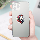 Sticker Majestic Floral Lion - Stylized Royal Mascot Stick (Téléphone)