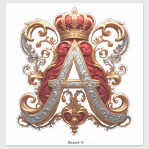 Sticker Majestueuse lettre ornée A avec couronne