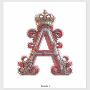 Sticker Majestueuse lettre ornée A avec couronne