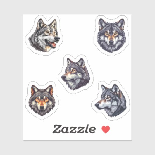 Sticker majestueux pack d'autocollants vibrants loup (Feuille)