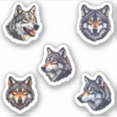Sticker majestueux pack d'autocollants vibrants loup (Devant)