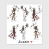 Sticker Majorette / Danseur / Cheval / Drapeau Bourgogne (Feuille)