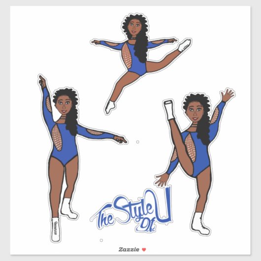 Sticker Majorette / Danseuse Tri Pose Bleu (Feuille)