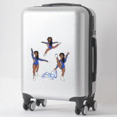 Sticker Majorette / Danseuse Tri Pose Bleu (Sur valise)