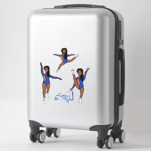 Sticker Majorette / Danseuse Tri Pose Bleu (Sur valise)