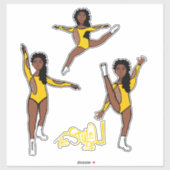 Sticker Majorette / Danseuse Tri Pose Jaune (Feuille)