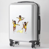 Sticker Majorette / Danseuse Tri Pose Jaune (Sur valise)