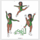 Sticker Majorette / Danseuse Tri Pose Vert (Feuille)