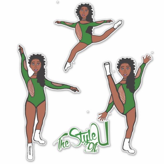 Sticker Majorette / Danseuse Tri Pose Vert (Devant)