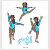 Sticker Majorette / Danseuse Trois Poses Turquoise (Feuille)