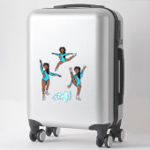 Sticker Majorette / Danseuse Trois Poses Turquoise (Sur valise)