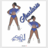 Sticker Majorette personnalisée / Frange bleu danseur (Feuille)