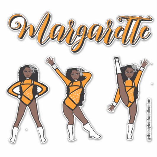 Sticker Majorette Tri- Pose / Diamant Orange # 1 (Devant)