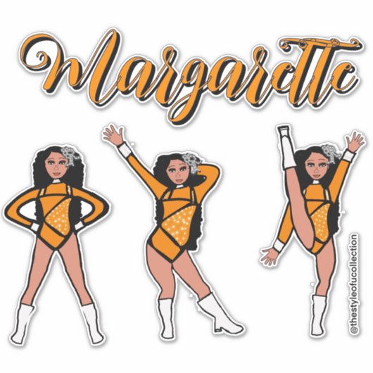 Sticker Majorette Tri- Pose / Diamant Orange # 2 (Devant)