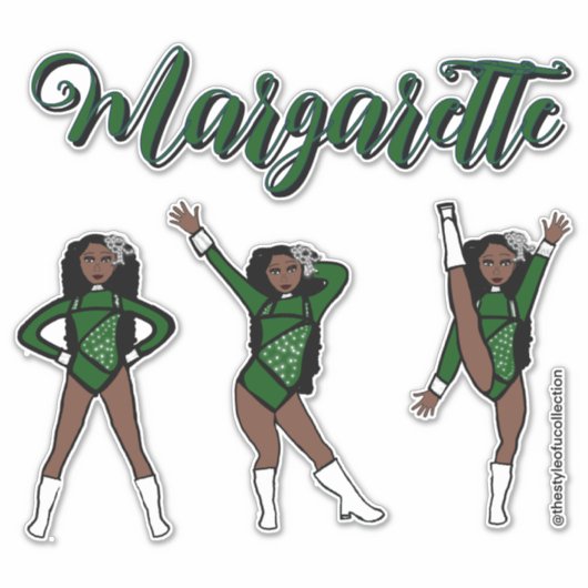 Sticker Majorette Tri- Pose / Green Diamond # 1 (Devant)