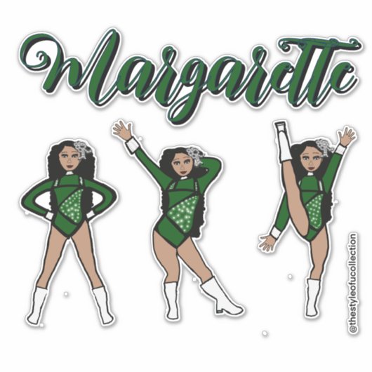 Sticker Majorette Tri- Pose / Green Diamond # 2 (Devant)