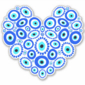 Sticker Mal Oeil Amour Coeur Bleu (Devant)