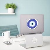 Sticker Mal Oeil Artiste Bleu Grec (Ordinateur portable sur le bureau)