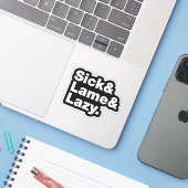 Sticker Malade & Lame & Lazy. (Ordinateur portable avec iPhone)
