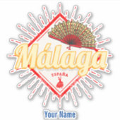 Sticker Malaga Andalousie Espagne Retro Flamenco Vintage (Devant)