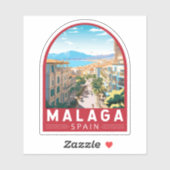 Sticker Malaga Espagne Travel Art Vintage (Feuille)