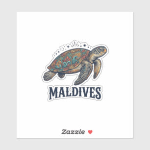 Sticker Maldives Vintage Tortue de Mer Voyage Chemise Desi
