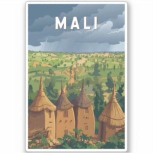 Sticker Mali Illustration Voyage Art Vintage