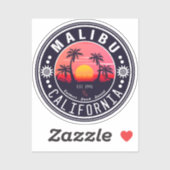 Sticker Malibu California Retro Sunset Palm Trees 60s (Feuille)