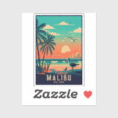 Sticker Malibu California Retro Sunset Souvenirs 1950 (Feuille)