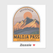 Sticker Maloja Pass Suisse Emblème Voyage Rétro (Feuille)