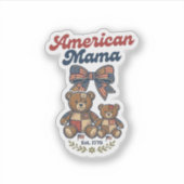 Sticker Mama Américaine Ours Patriote Patchwork Vector Des (Devant)