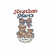Sticker Mama Américaine Ours Patriote Patchwork Vector Des (Devant)