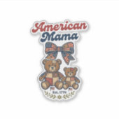 Sticker Mama Américaine Ours Patriote Patchwork Vector Des (Devant)