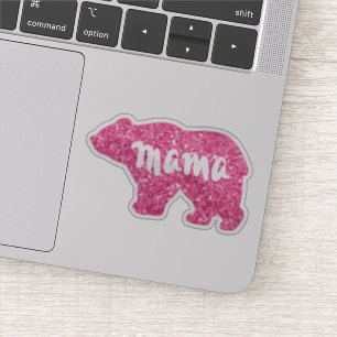 Sticker Mama Bear   design d'ours étincelant rose